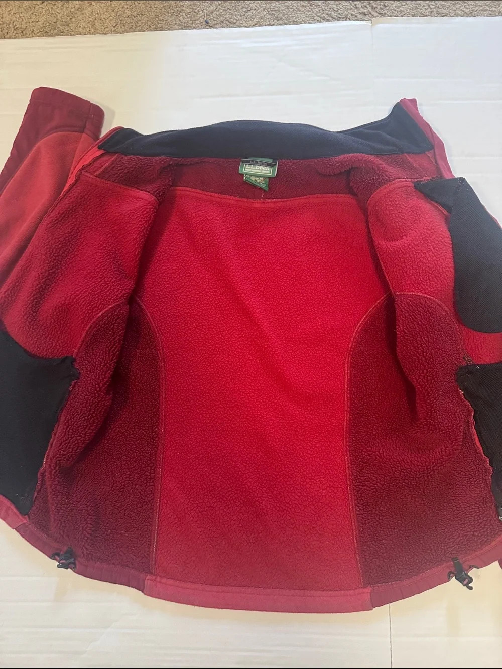 L.L. Bean Two-Tone Red Fleece Full-Zip Jacket